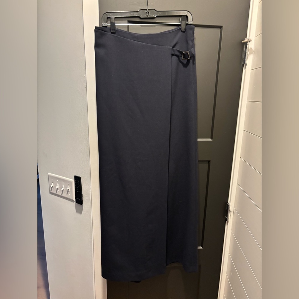 AKRIS Foss Wool Double Face Wide Leg Pants Apron Wrap Asymmetric Panel Trouser 8 - Picture 7 of 17